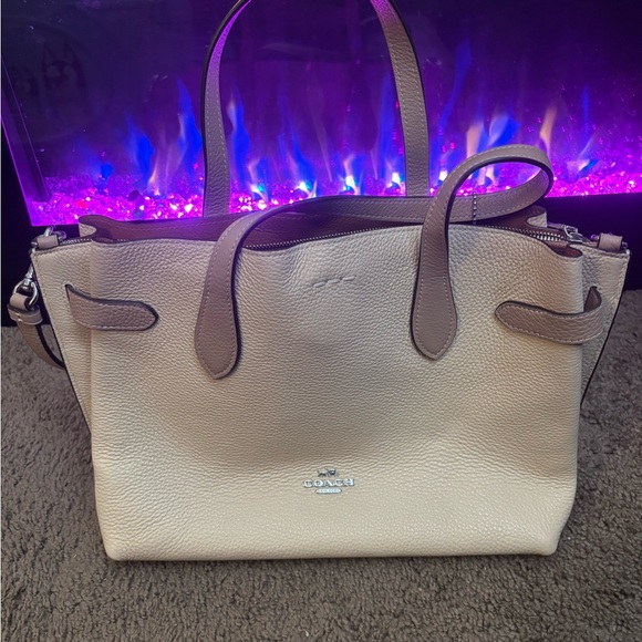 Coach Authentic Pebble Stone Leather Tote Bag CH536 Ivory Style Hanna - Picture 2 of 12